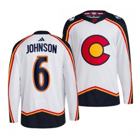Colorado Avalanche Hockeydrakt Erik Johnson 6 2022-23 Hvit Reverse Retro 2.0 Adidas Authentic - Herre